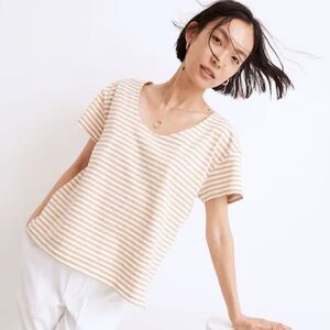 Madewell Organic Cotton Lyndale Oversized Tee M Medium in Desert Dune Yellow